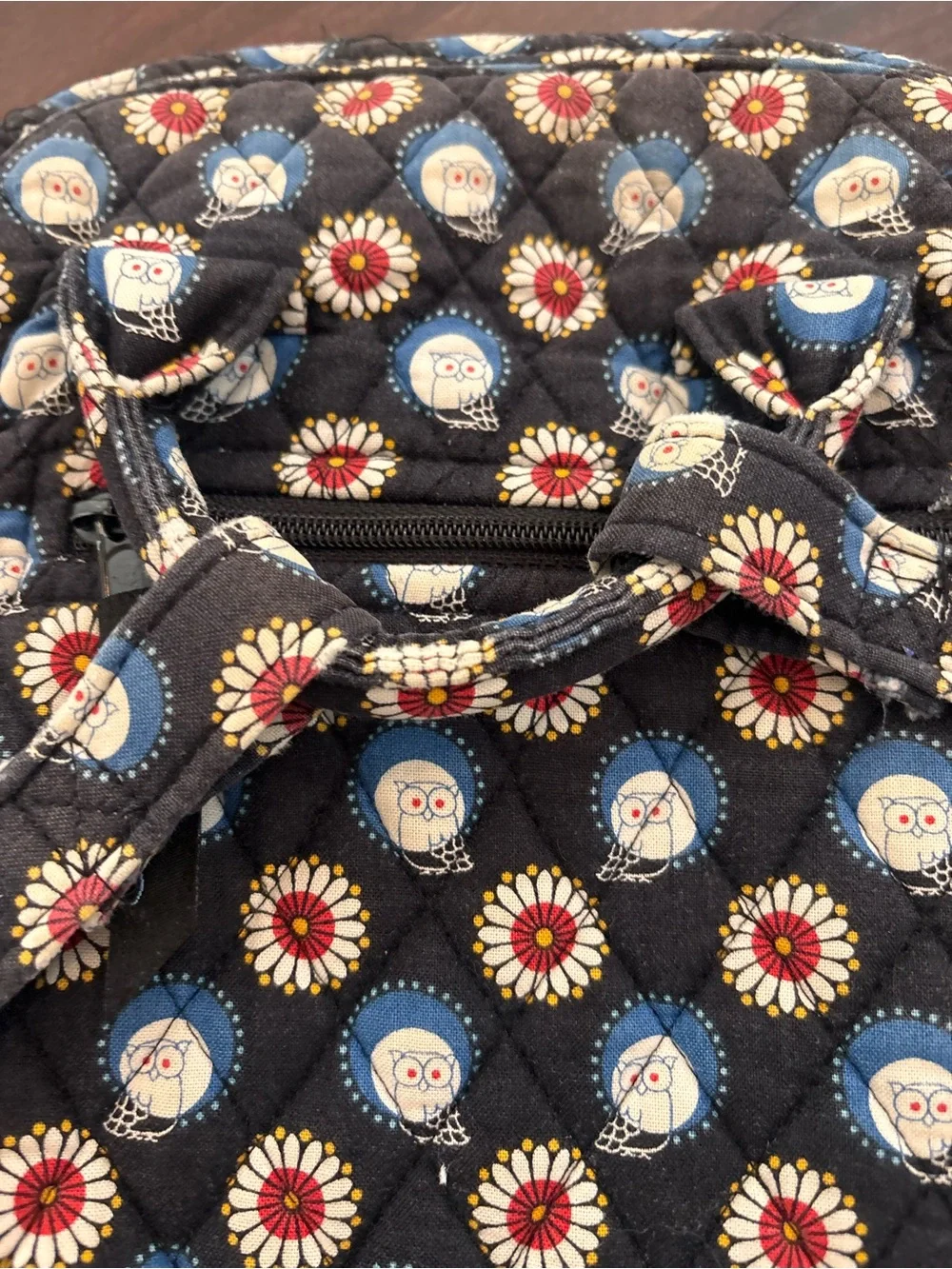 Vera Bradley Owl Black Quilted Floral & Medallion Backpack